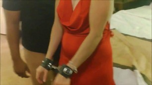 Cute Blonde Wife in Cuffs Used by BBC in Hotel!