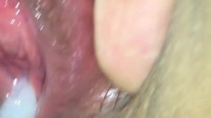 Cumming inside her sweet pussy, Close-up creampie