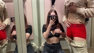 Blowjob from redhead girl in a fitting room. KleoModel