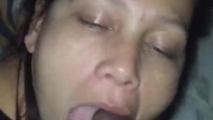 Mixed asian MILF sucking BBC