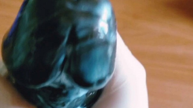 Jerking off my black dildo