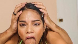 Sloppy rough face fucking – big tits Latina babe deepthroats