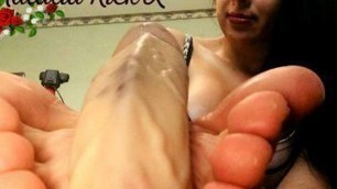 Awesome oil footjob from bare feet hot  curvy stepmom !